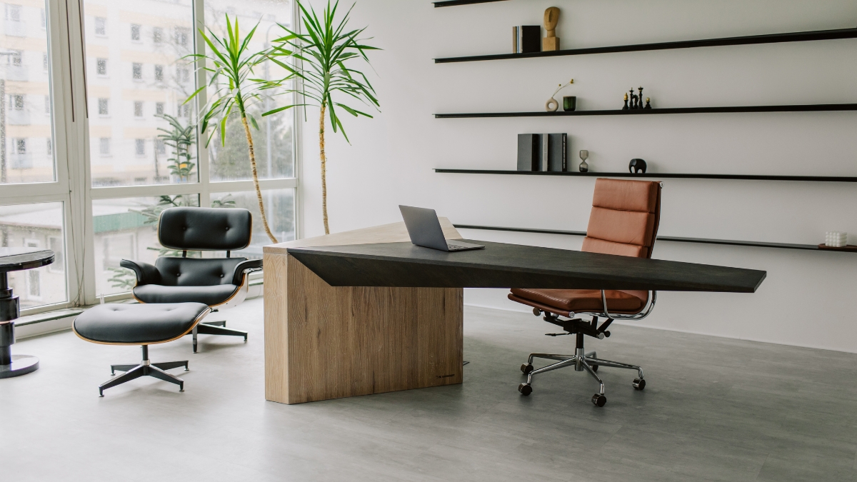 Bright office with freshly cleaned workspaces.